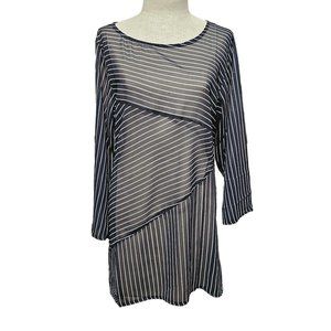 Misslook sheer tunic size Small Oversized‎ panel stripe black layer